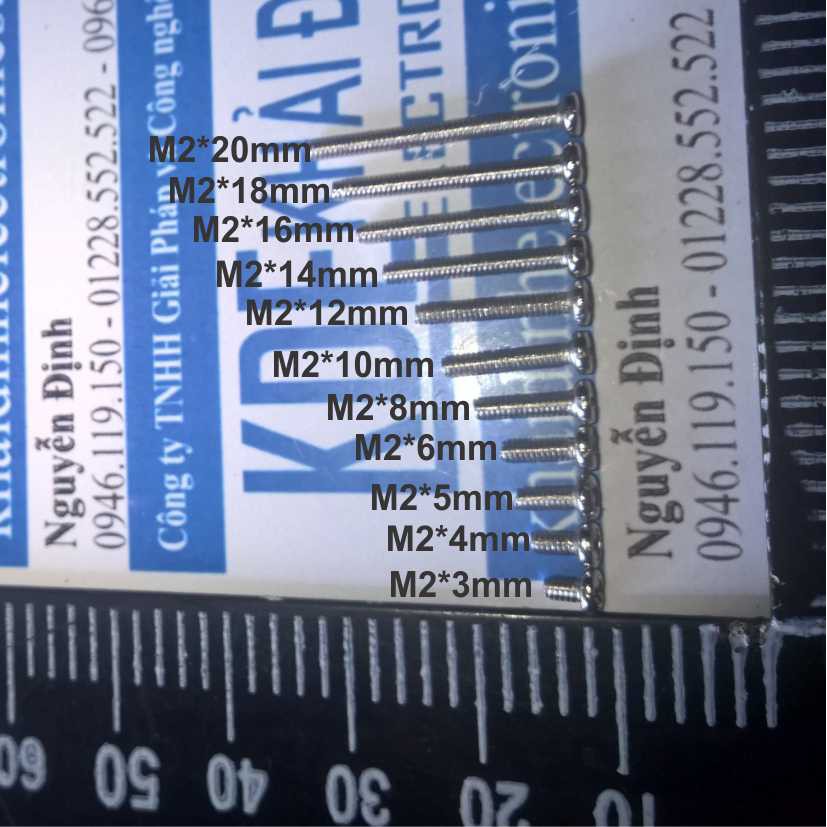 Bulong bu lông vít pake inox 201 GB818 M2 2mm PM2 đầu vặn vít tròn tù dài 3 ~ 20mm kde0405