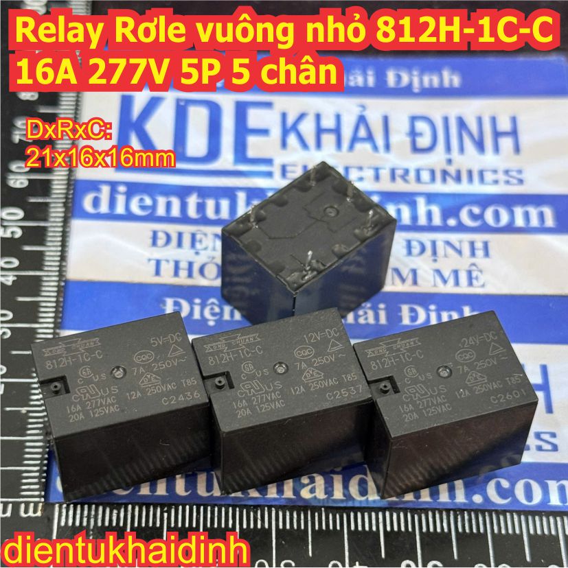Relay Rơle vuông nhỏ 812H-1C-C 16A 277V 5P 5 chân 5VDC 12VDC 24VDC kde0641