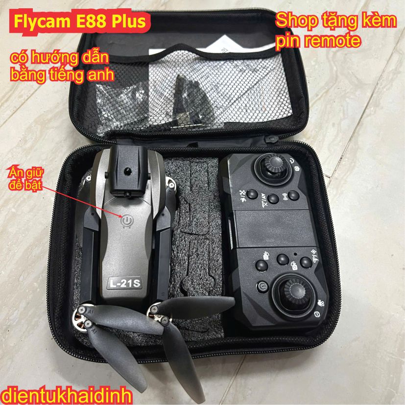 Flycam E88, E88 plus Drone pro Động cơ không chổi than bay ổn định phù với người mới tập chơi pin 3.7V 18000mAh kde0865