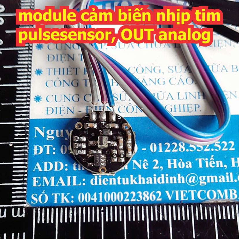 module cảm biến nhịp tim pulsesensor OUT analog, áp: 3V or 5V kde0010