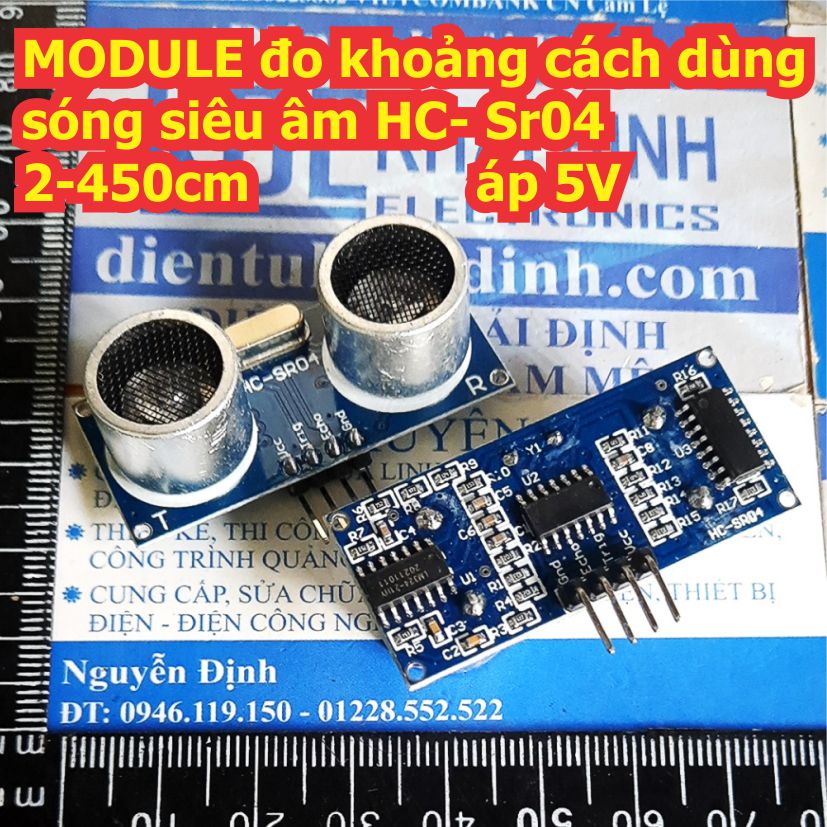 MODULE đo khoảng cách dùng sóng siêu âm HC- SR04, 2-450cm, áp 5V kde0138