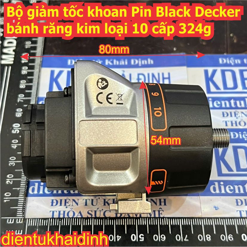 Bộ giảm tốc máy khoan Pin Black Decker bánh răng kim loại 10 cấp 324g kde0679