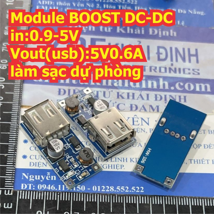 Module BOOST DC-DC in:0.9-5V,Vout(usb):5V0.6A làm sạc dự phòng kde0126