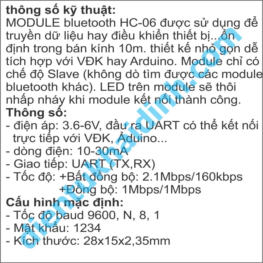 MODULE giao tiếp bluetooth HC-06 kde0030