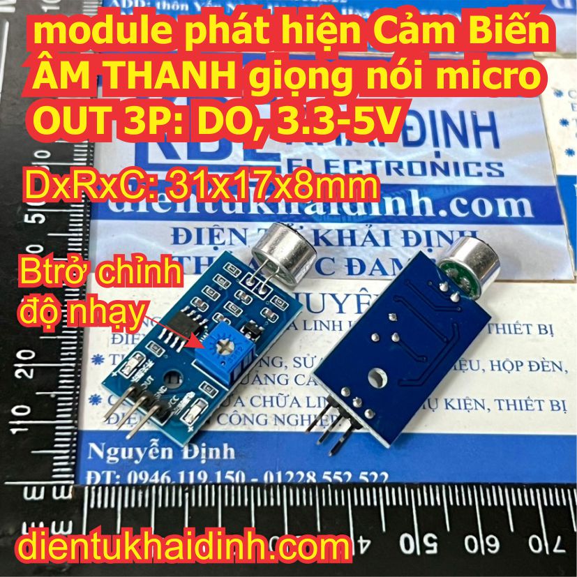 module phát hiện Cảm Biến ÂM THANH giọng nói micro OUT 3P: DO, 3.3-5V kde0040