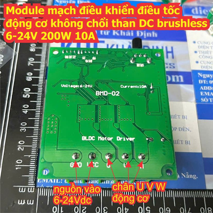 Module mạch điều khiển điều tốc động cơ không chổi than DC brushless 6-24V 200W 10A kde0082