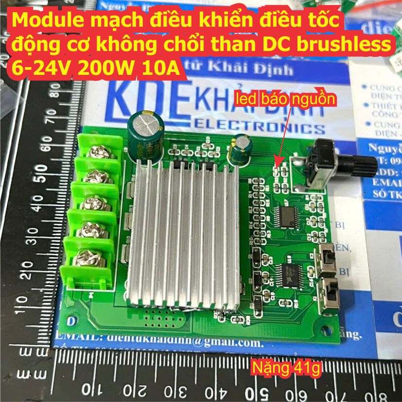 Module mạch điều khiển điều tốc động cơ không chổi than DC brushless 6-24V 200W 10A kde0082