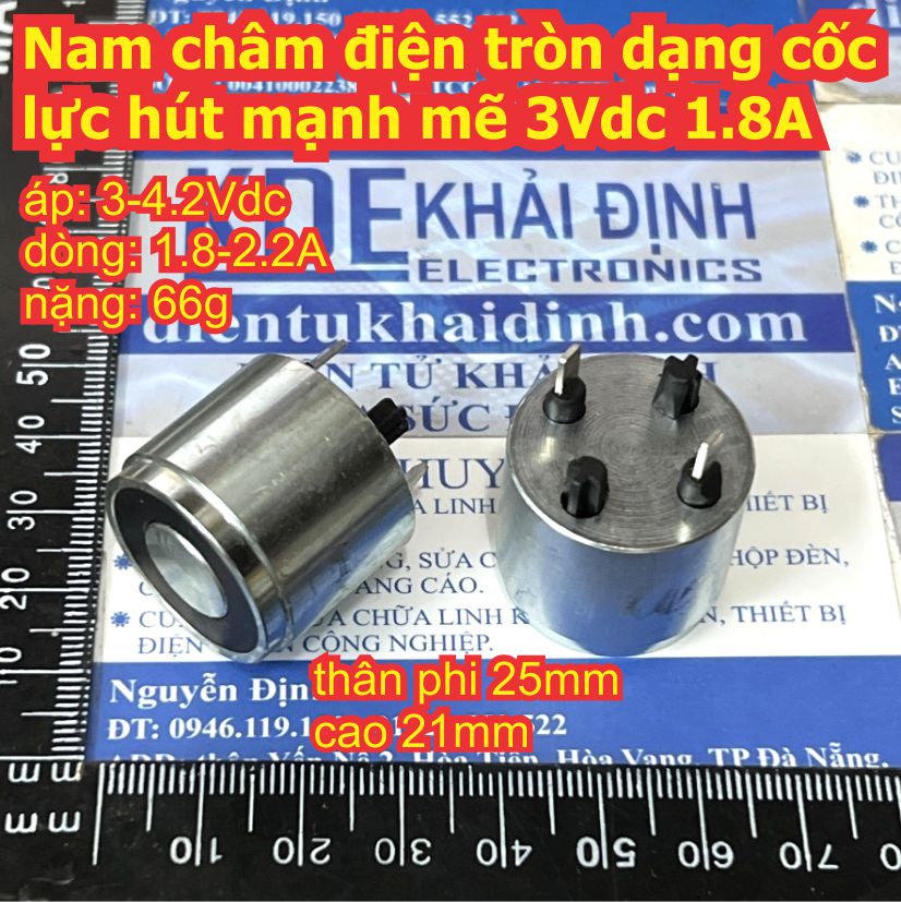 Nam châm điện tròn dạng cốc 25mm lực hút mạnh mẽ 3Vdc 1.8A / GPM2509E-01 5Vdc 2.6A kde0105