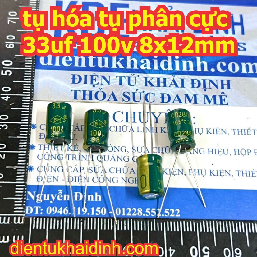 tụ hóa tụ phân cực chân dài 33uf 100v kde0132