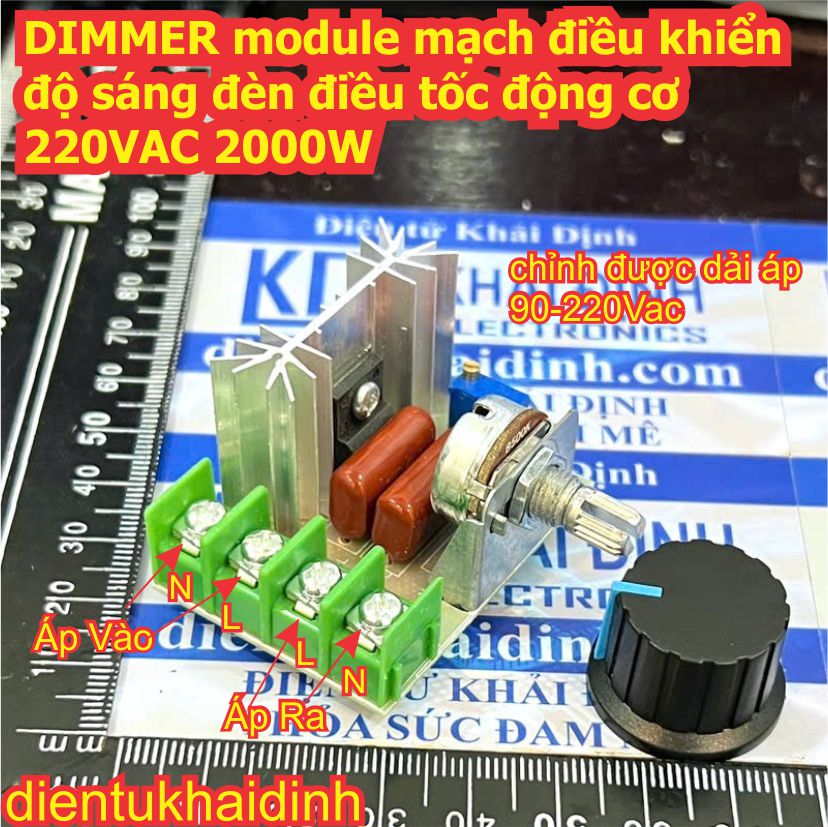 DIMMER module mạch điều khiển độ sáng đèn điều tốc động cơ 220VAC 2000W kde0134