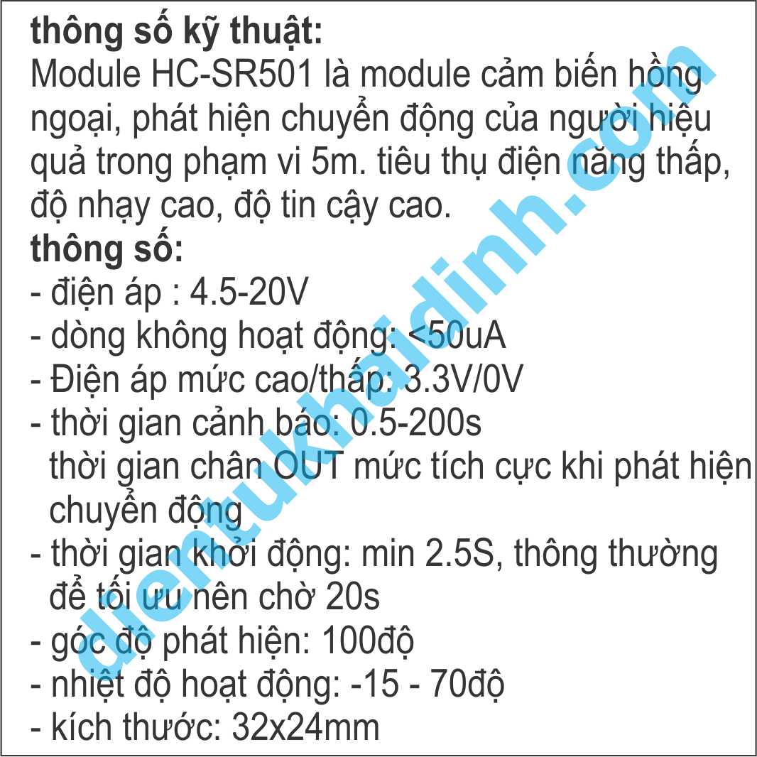 Module Cảm Biến Chuyển Động cảm biến người HC-SR501 kde0135
