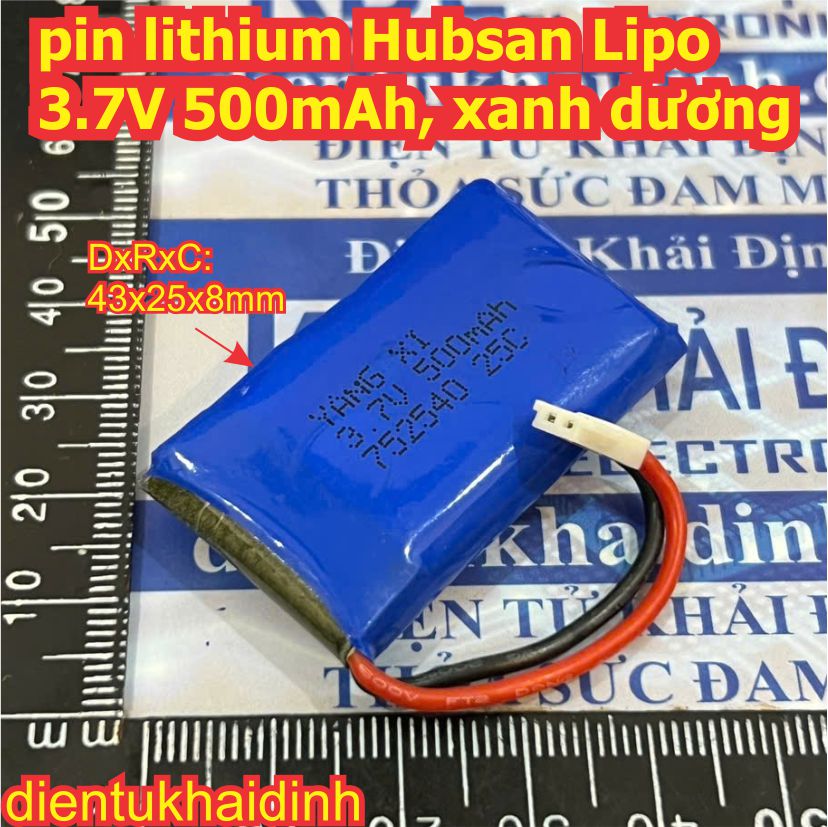 Pin sạc xe đồ chơi hàng tốt Lipo 752540 3.7V 500mAh xanh dương kde0143