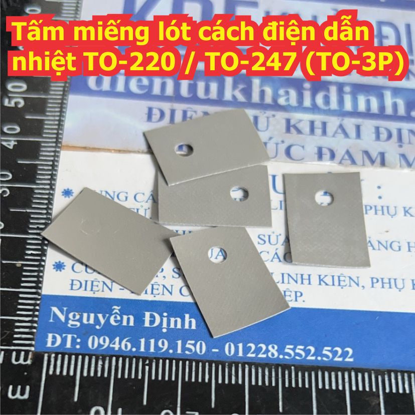Tấm miếng lót sò cách điện dẫn nhiệt màu xám các cỡ TO-220 TO-3P TO-3PL TO-3 kde0234