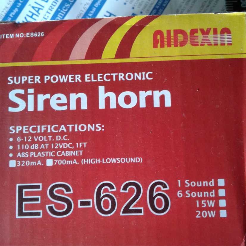Còi hú còi báo động lớn DC12v 15W ES-626 110DB kde0270
