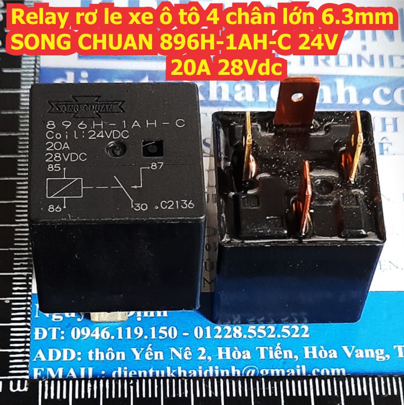 Relay rơ le xe ô tô 4 chân lớn 6.3mm SONG CHUAN 896H-1AH-C 12V 50A 14Vdc 24V 20A 28Vdc kde0271