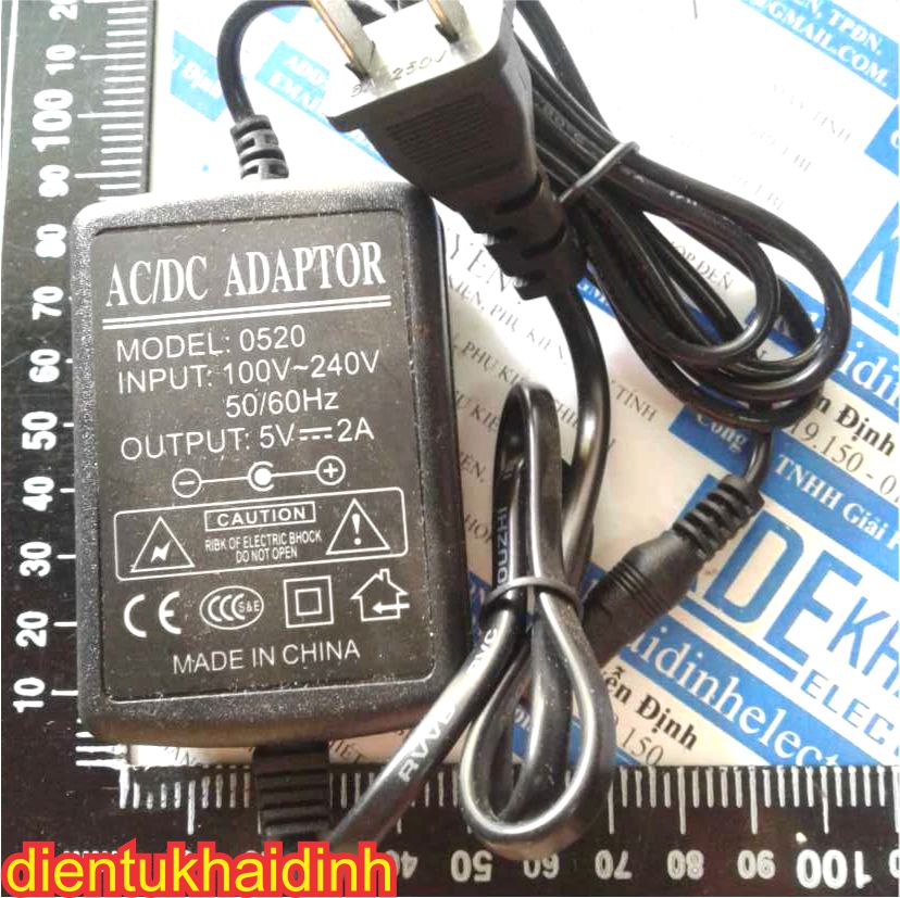 Nguồn Adapter vỏ nhựa 5V 2A jack dc tròn 5.5x2.1mm đầu cắm nguồn AC rời kde0280