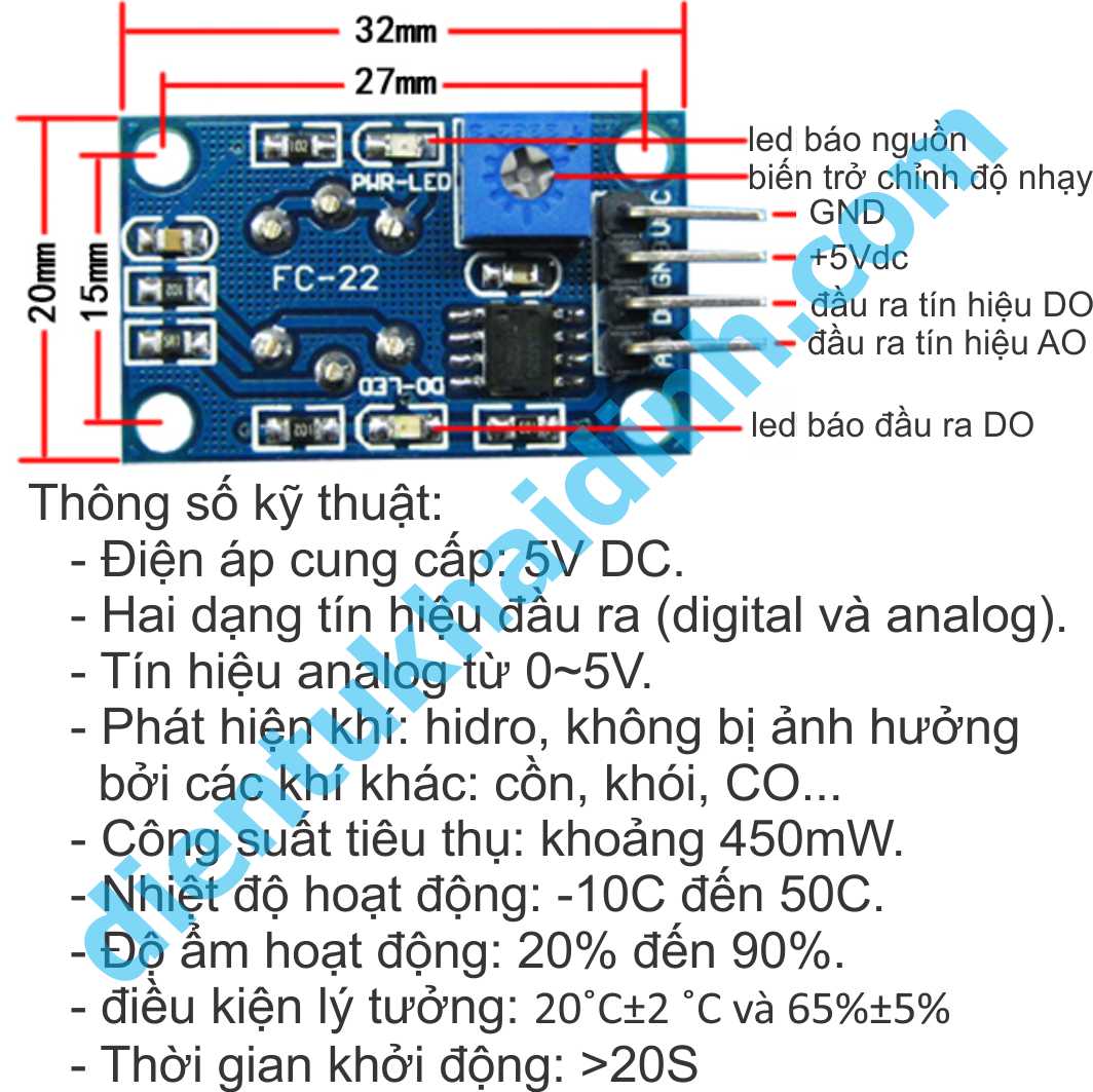 Module Cảm Biến Khí hydro MQ-8 kde0296
