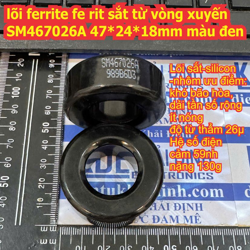 lõi ferrit sắt từ vòng xuyến SM467026A T184-8 T184-26 T184-52 T184-14 47*24*18mm đen nâu nhạt T184-35 47*24*18mm vàng xám hàng tháo máy kde9026