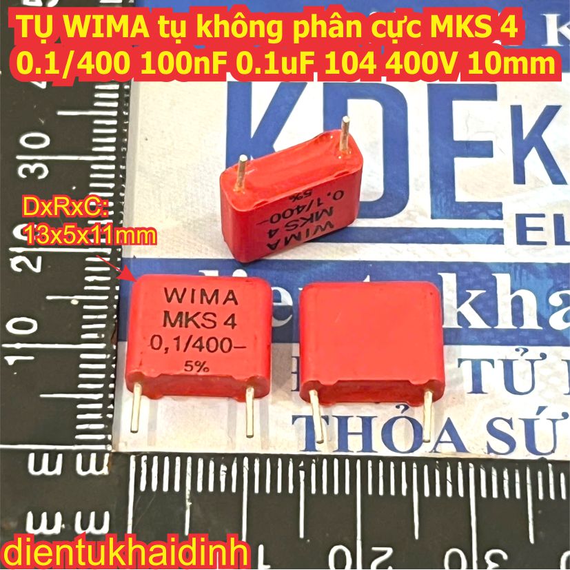 TỤ WIMA tụ không phân cực MKP 10 4 0.1/400 100nF 0.1uF 104 400V D= 10mm 15mm kde8432