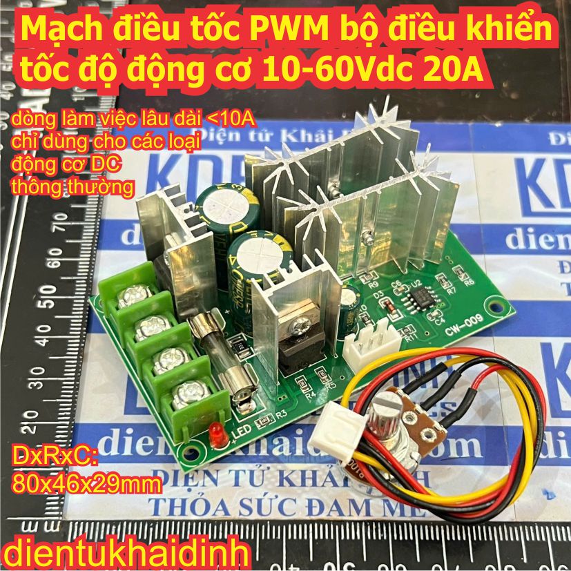 Mạch điều tốc module PWM bộ điều khiển tốc độ động cơ DC 10-60Vdc 20A 25Khz 12V 24V 36V 48V kde8153
