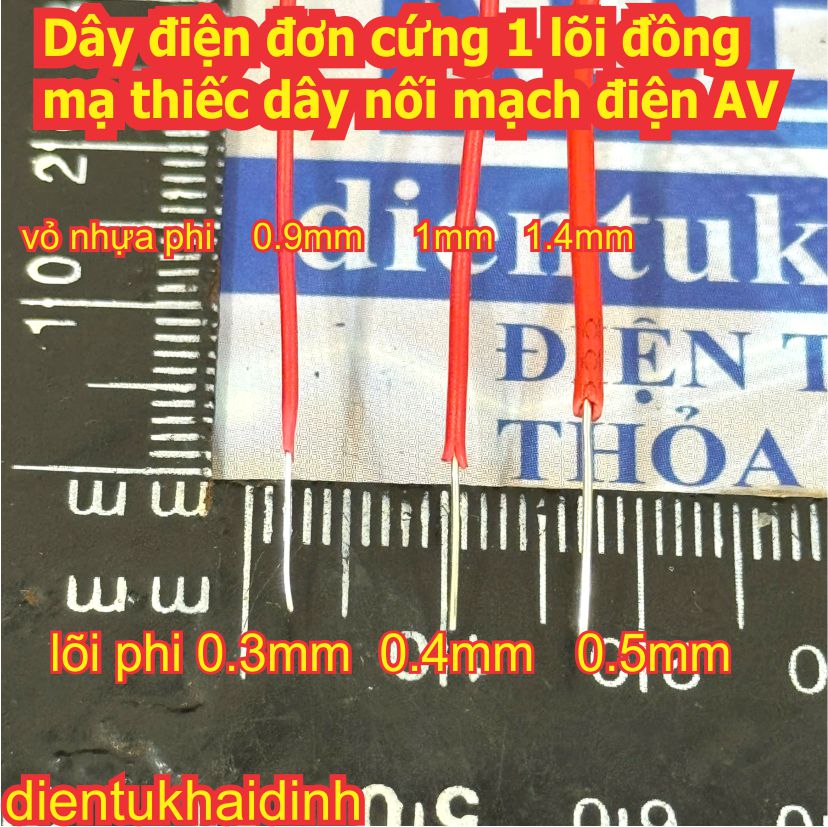 10 mét Dây điện đơn cứng 1 lõi đồng mạ thiếc dây nối mạch điện BV phi 0.3mm 0.4mm 0.5mm màu đen, đỏ kde9604