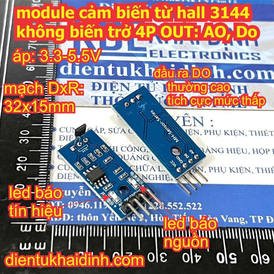 Module cảm biến từ hall 3144 không biến trở 4P OUT: AO, DO kde0371