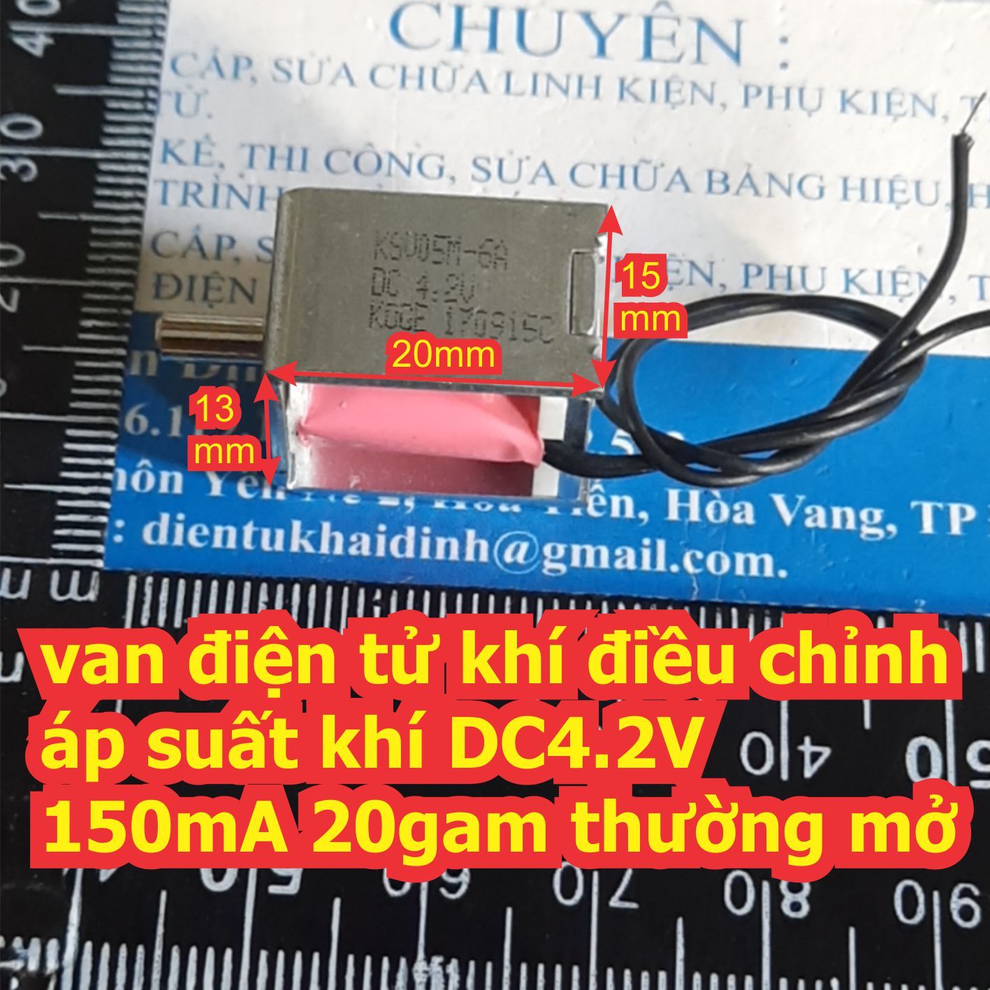 van điện tử khí điều chỉnh áp suất khí DC4.2V 150mA 20gam thường mở kde0392