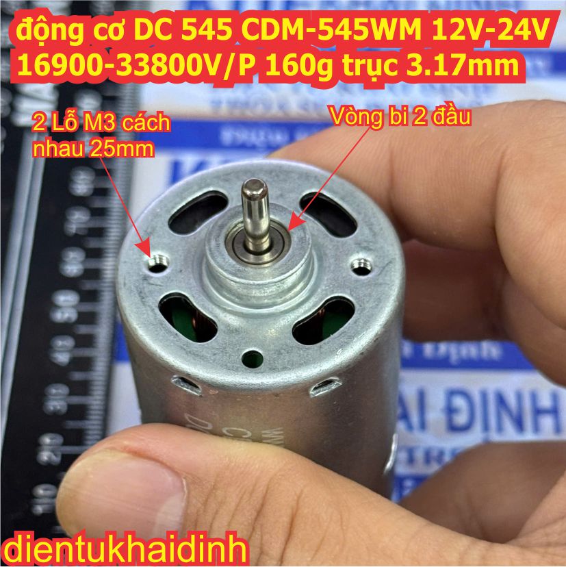 động cơ DC Johnson 545 V060019 12V-36V 6000-18000V/P CDM-545WM 12V-24V 16900-33800V/P 165g trục 3.17mm kde4879