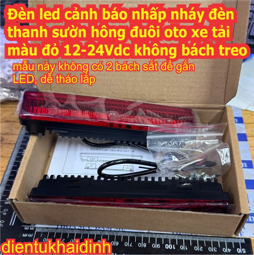 2 cái Đèn led cảnh báo nhấp nháy đèn thanh sườn hông đuôi oto xe tải màu đỏ 12-24Vdc kde0542