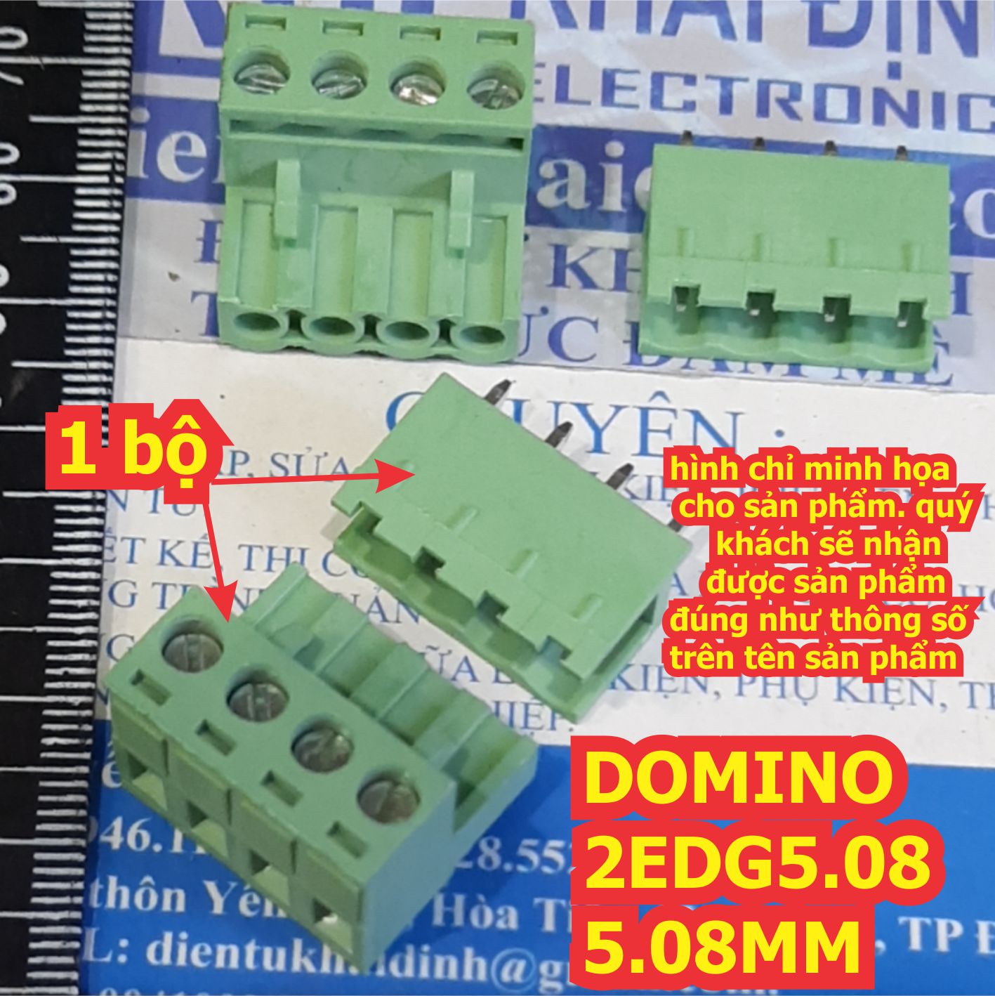 DOMINO cầu đấu đầu vặn nối dây 2EDG5.08 5.08MM chân thẳng bộ ĐỰC + CÁI 2P ~ 12P kde0589