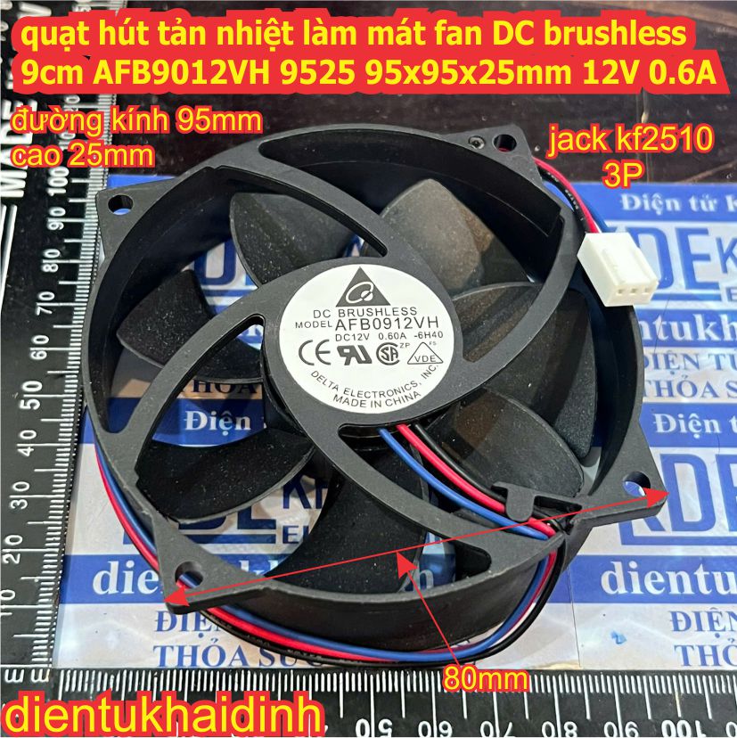 quạt hút quạt tản nhiệt làm mát fan DC brushless 9cm AFB9012VH 9025 90x90x25mm 12V 0.6A kde0662