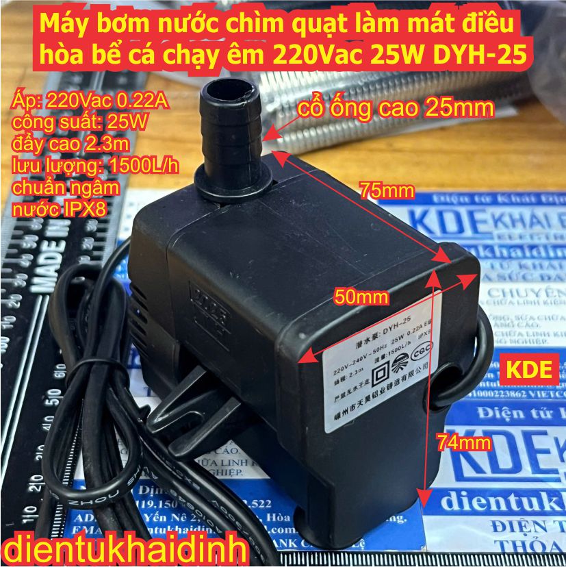 Máy bơm nước chìm quạt làm mát điều hòa bể cá chạy êm 220Vac 25W DYH-25 15W GP-316 kde0287