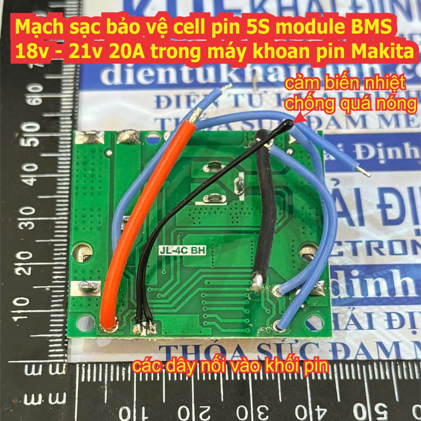 Mạch sạc bảo vệ cell pin 5S module BMS 18v - 21v 20A trong máy khoan pin Makita kde0794