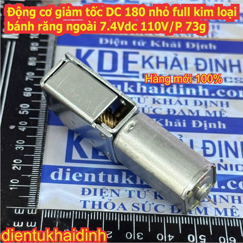 Động cơ giảm tốc DC 180 nhỏ full kim loại bánh răng ngoài 7.4Vdc 110V/P 73g kde0864