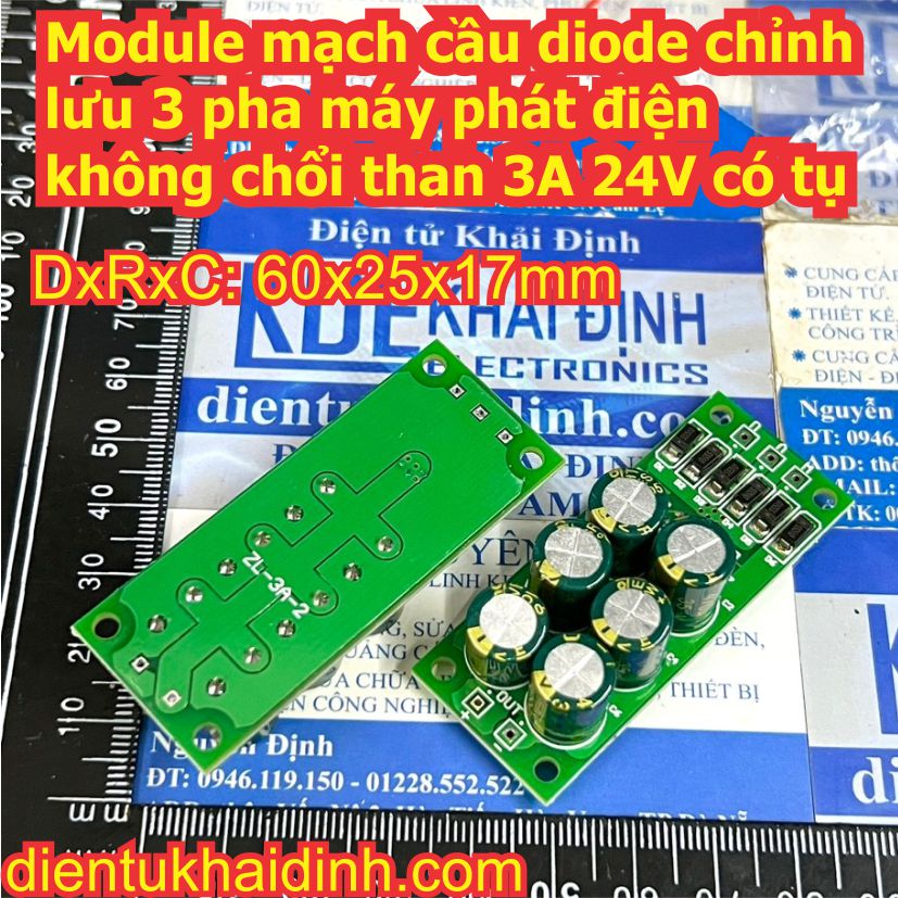 Module mạch cầu diode chỉnh lưu 3 pha máy phát điện không chổi than 3A 24V kde0888