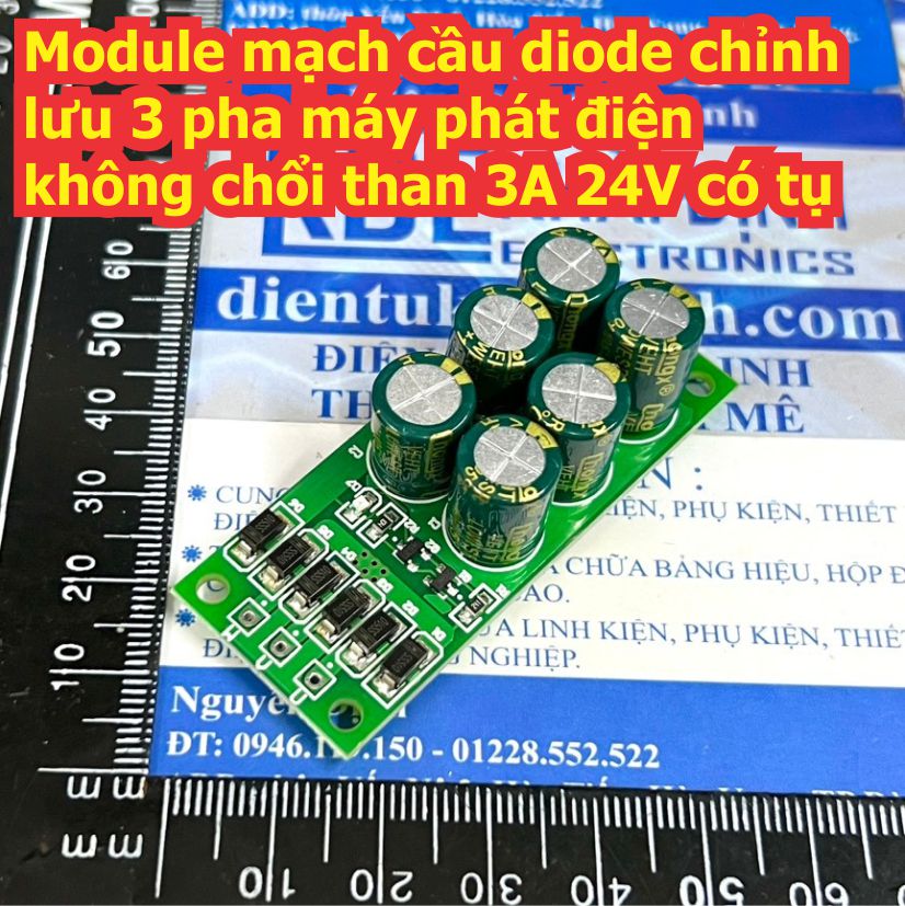 Module mạch cầu diode chỉnh lưu 3 pha máy phát điện không chổi than 3A 24V kde0888