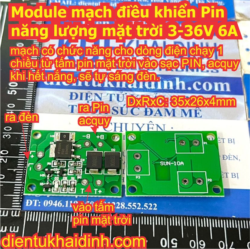 Module mạch điều khiển Pin năng lượng mặt trời 3-36V 6A kde0890