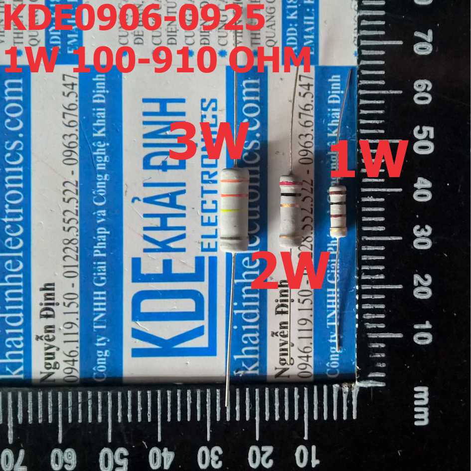 20 con Điện trở công suất 4 vạch màu sai số 5% 1W các loại 75 ~ 5.1k Ohm kde0867