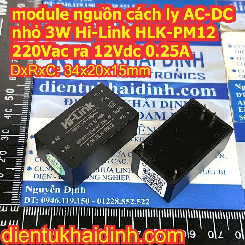 module nguồn cách ly AC-DC nhỏ 3W 220Vac vào Hi-Link HLK-PM03 3.3Vdc 1A HLK-PM01 5Vdc 0.6A HLK-PM12 12Vdc 0.25A kde2432