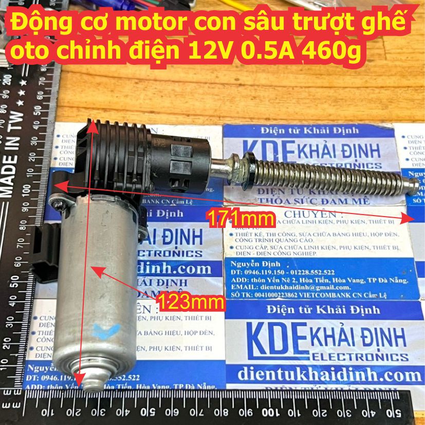 Động cơ motor con sâu trượt ghế oto chỉnh điện 12V 0.5A 460g trục M12 kde0976