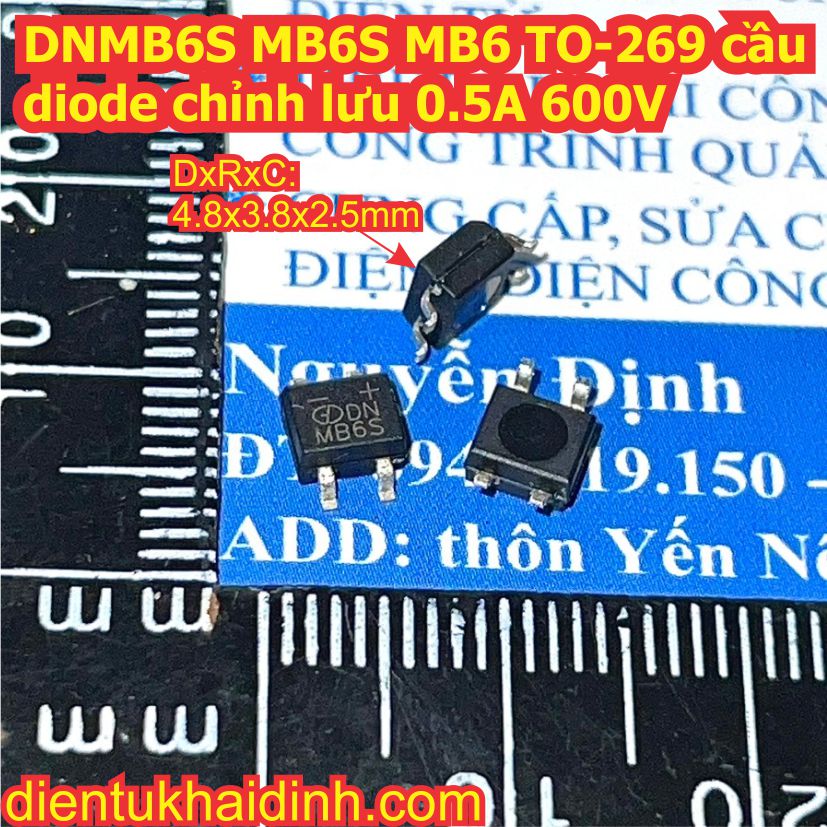 DNMB6S MB6S MB6 TO-269 cầu diode chỉnh lưu VISHAY 0.5A 600V kde0995