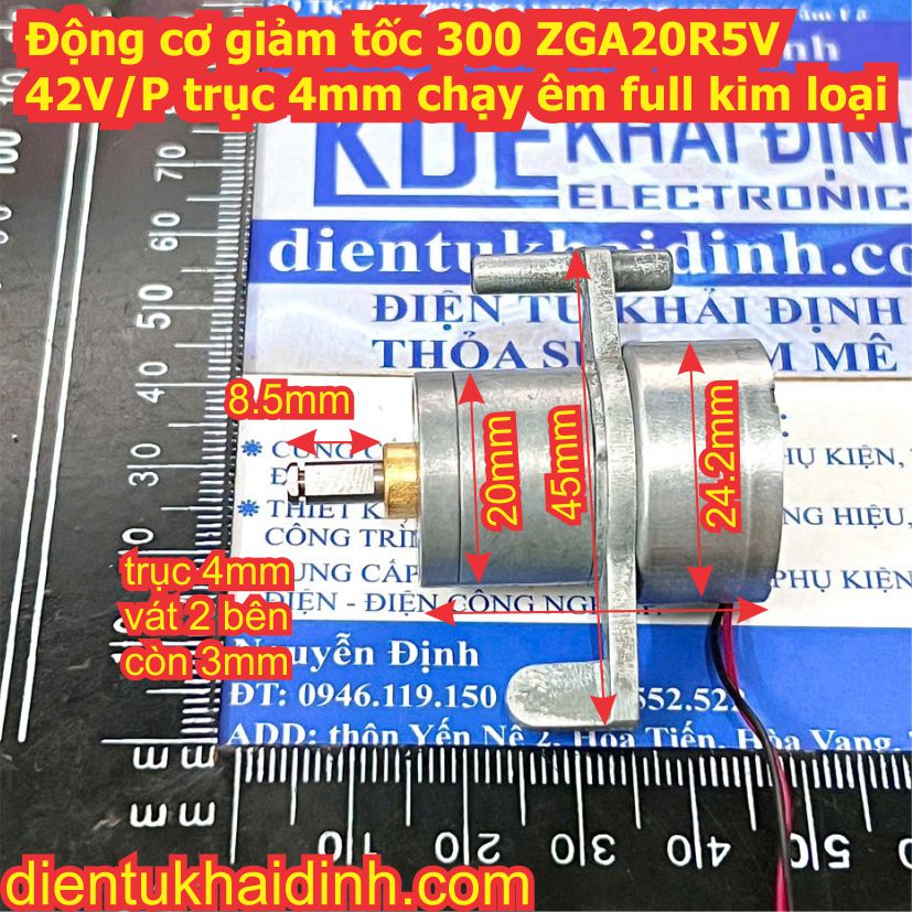 Động cơ giảm tốc 300 ZGA20R 5V 42V/P trục 4mm chạy êm full kim loại kde1008