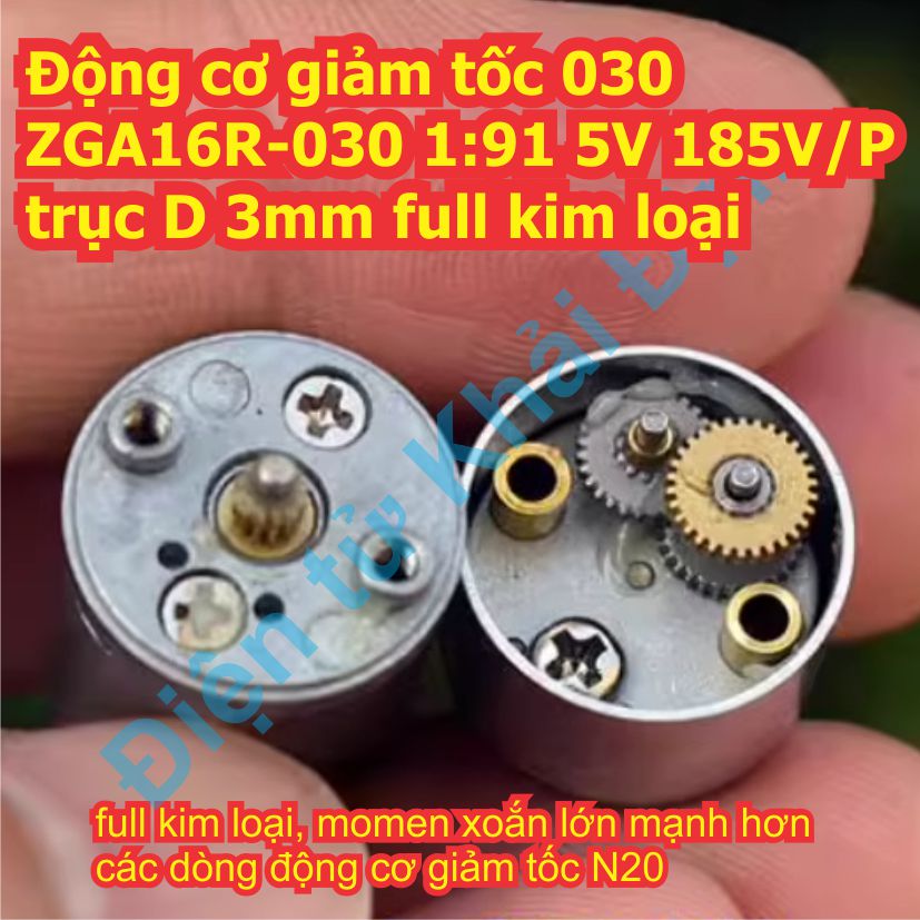 Động cơ giảm tốc 030 ZGA16R-030 1:91 5V 185V/P trục D 3mm full kim loại kde1009