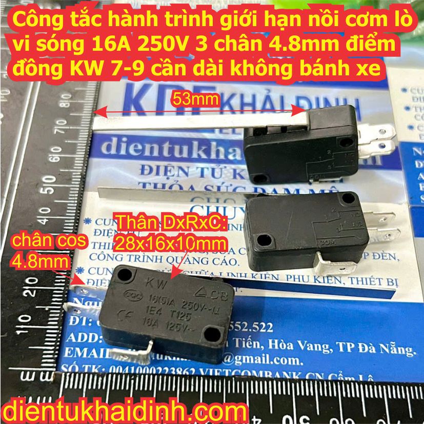 Công tắc hành trình giới hạn nồi cơm lò vi sóng 16A 250V 3 chân 4.8mm điểm đồng KW 7-0 7-1 7-9 7-3 7-2 kde1071