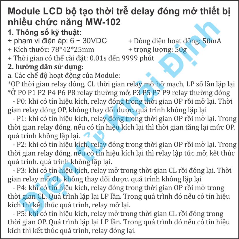 Module LCD bộ tạo thời trễ delay switch đóng mở thiết bị nhiều chức năng XY-WJ01 MW-102 kde1175