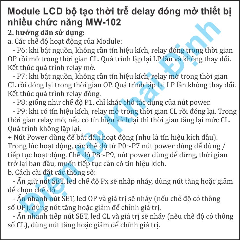Module LCD bộ tạo thời trễ delay switch đóng mở thiết bị nhiều chức năng XY-WJ01 MW-102 kde1175