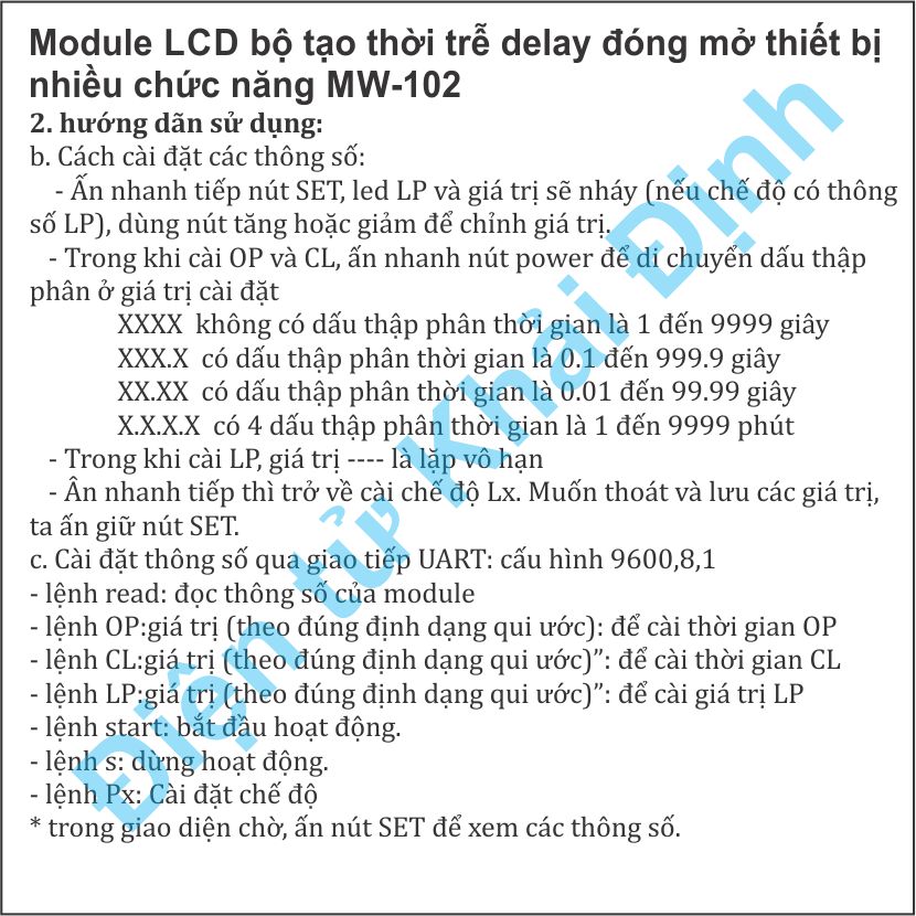 Module LCD bộ tạo thời trễ delay switch đóng mở thiết bị nhiều chức năng XY-WJ01 MW-102 kde1175