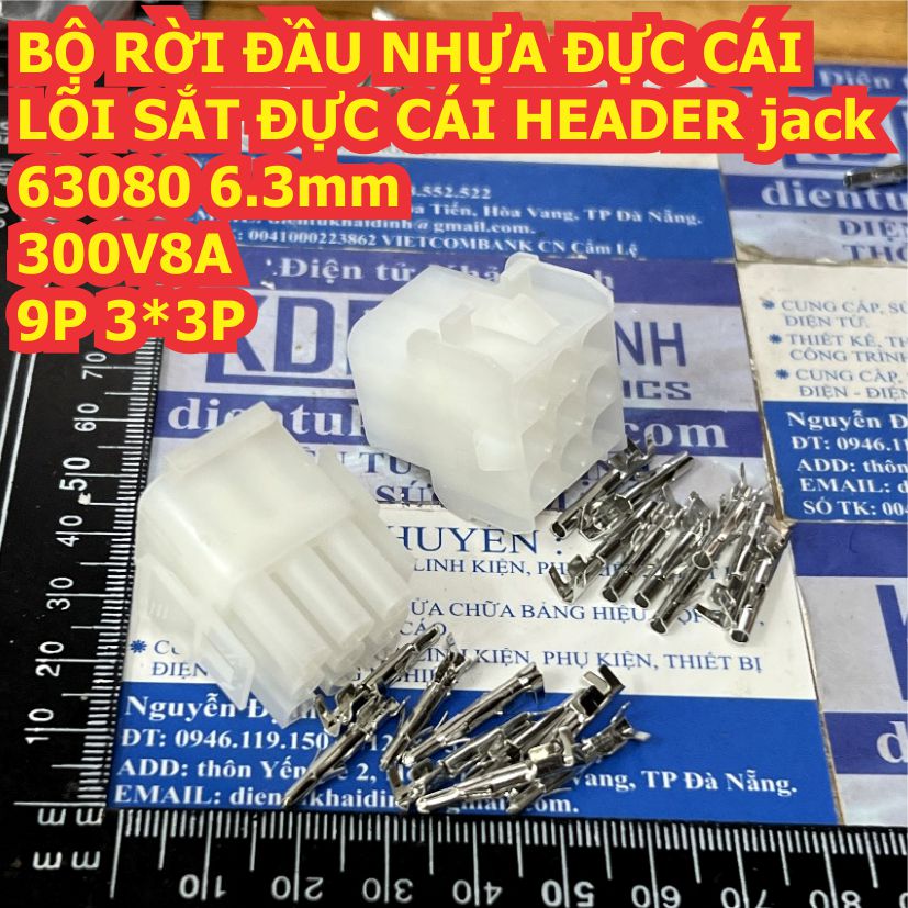 Bộ RỜI ĐẦU NHỰA ĐỰC CÁI LÕI SẮT ĐỰC CÁI HEADER jack 63080 6.3mm 300V 8A 2P ~ 15P kde1249