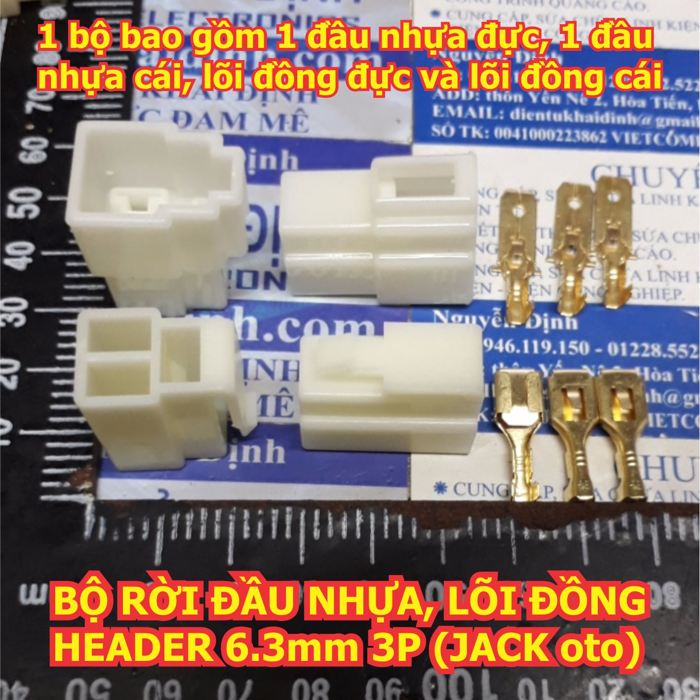 Bộ RỜI ĐẦU NHỰA ĐỰC CÁI, LÕI ĐỒNG ĐỰC CÁI HEADER 6.3mm jack oto ô tô các loại 1P ~ 12P kde1702