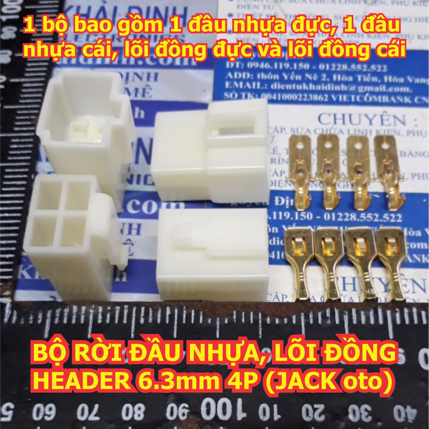 Bộ RỜI ĐẦU NHỰA ĐỰC CÁI, LÕI ĐỒNG ĐỰC CÁI HEADER 6.3mm jack oto ô tô các loại 1P ~ 12P kde1702